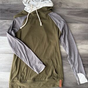 AMPERSAND AVE Olive and Gray Hoodie